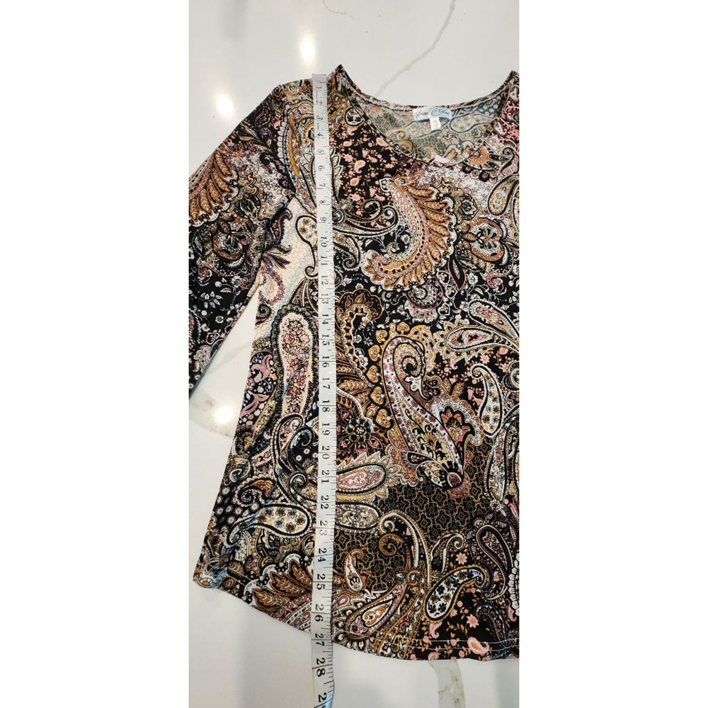 Stem & Vine Paisley Boho Top Womens Plus 1X Black Floral Lace Sleeve Blouse NWT - Picture 8 of 12